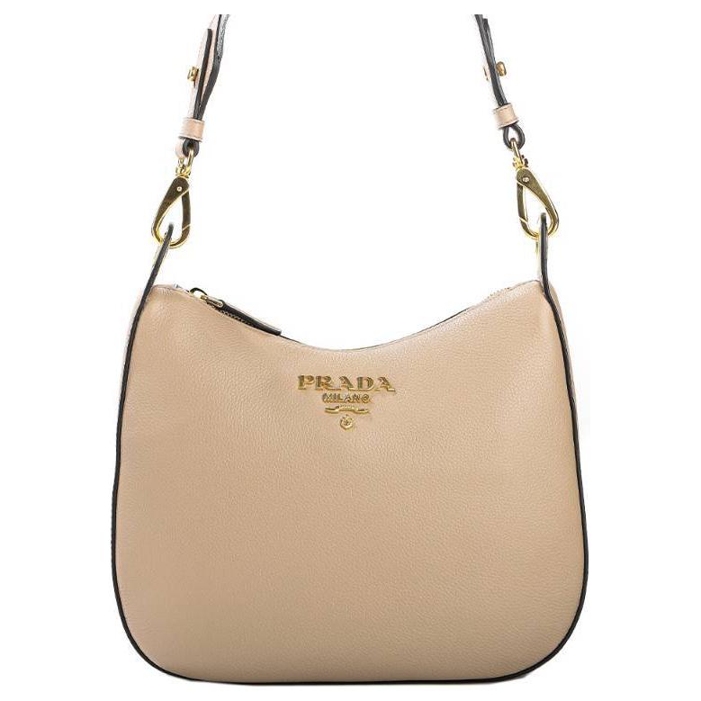 PRADA Calfskin Shoulder Bag Women's Khaki