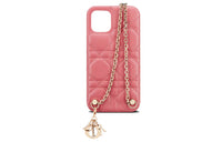 DIOR Lady Dior Lambskin IPhone 12 & 12 Pro Phone Case Shoulder Bag Crossbody Bag Women's Pink