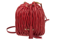 MIU MIU Sheepskin Bucket Bag Handbag Shoulder Bag Crossbody Bag Women's Red