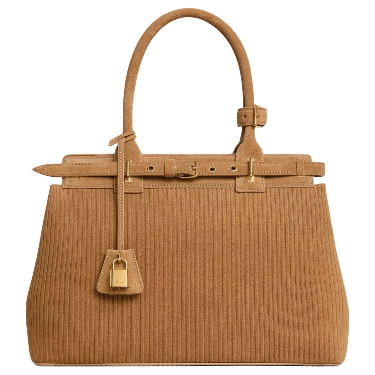 CELINE Suede With Calfskin Handbag Regular Women's Tobacco Brown