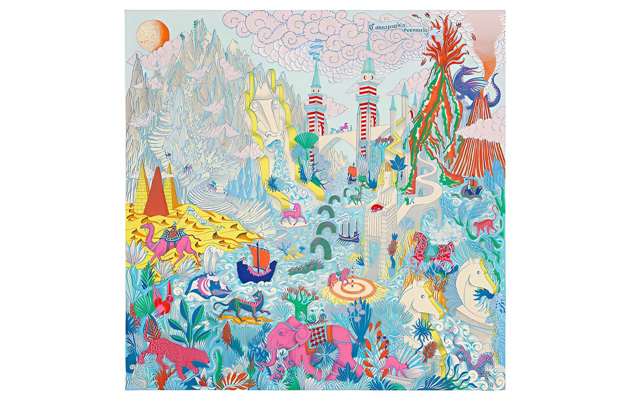 HERMES Silk Scarves Women's Light Blue