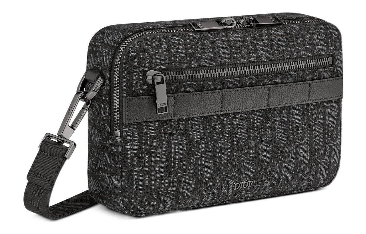 DIOR Grained Calfskin Messenger Bag, Shoulder Bag, Crossbody Bag Men's Black