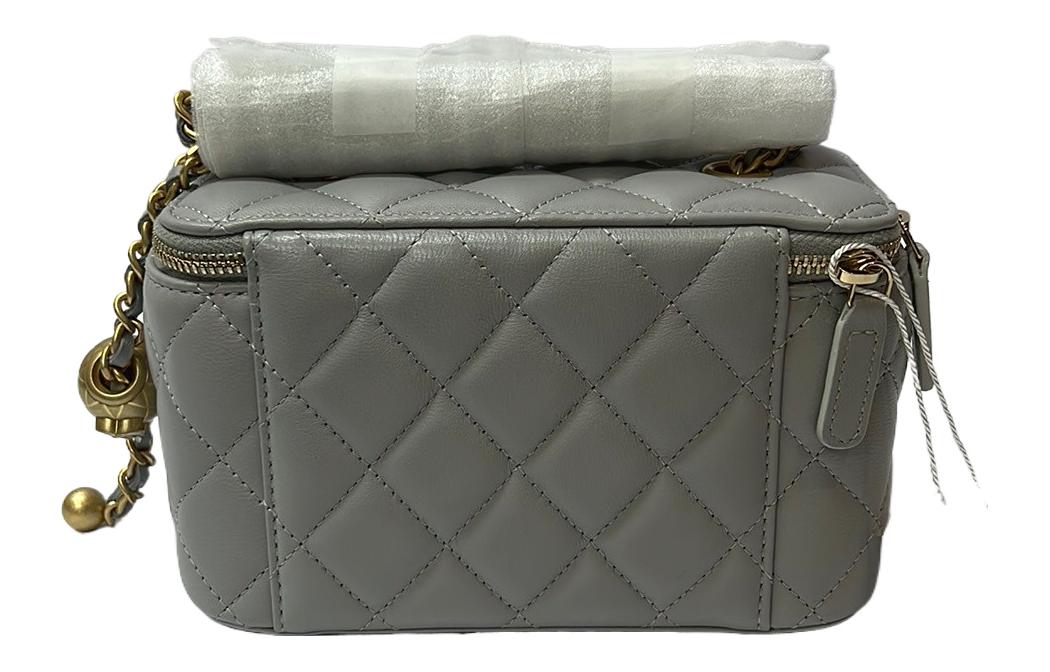 CHANEL Sheepskin Clutch, Long Box Bag, Shoulder Bag, Crossbody Bag Women's Dark Gray