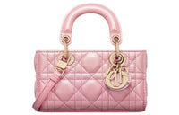 DIOR Lady D-JOY Pearlescent Sheepskin Shoulder Bag Crossbody Bag Handbag Extra Mini Women's Peach Pink