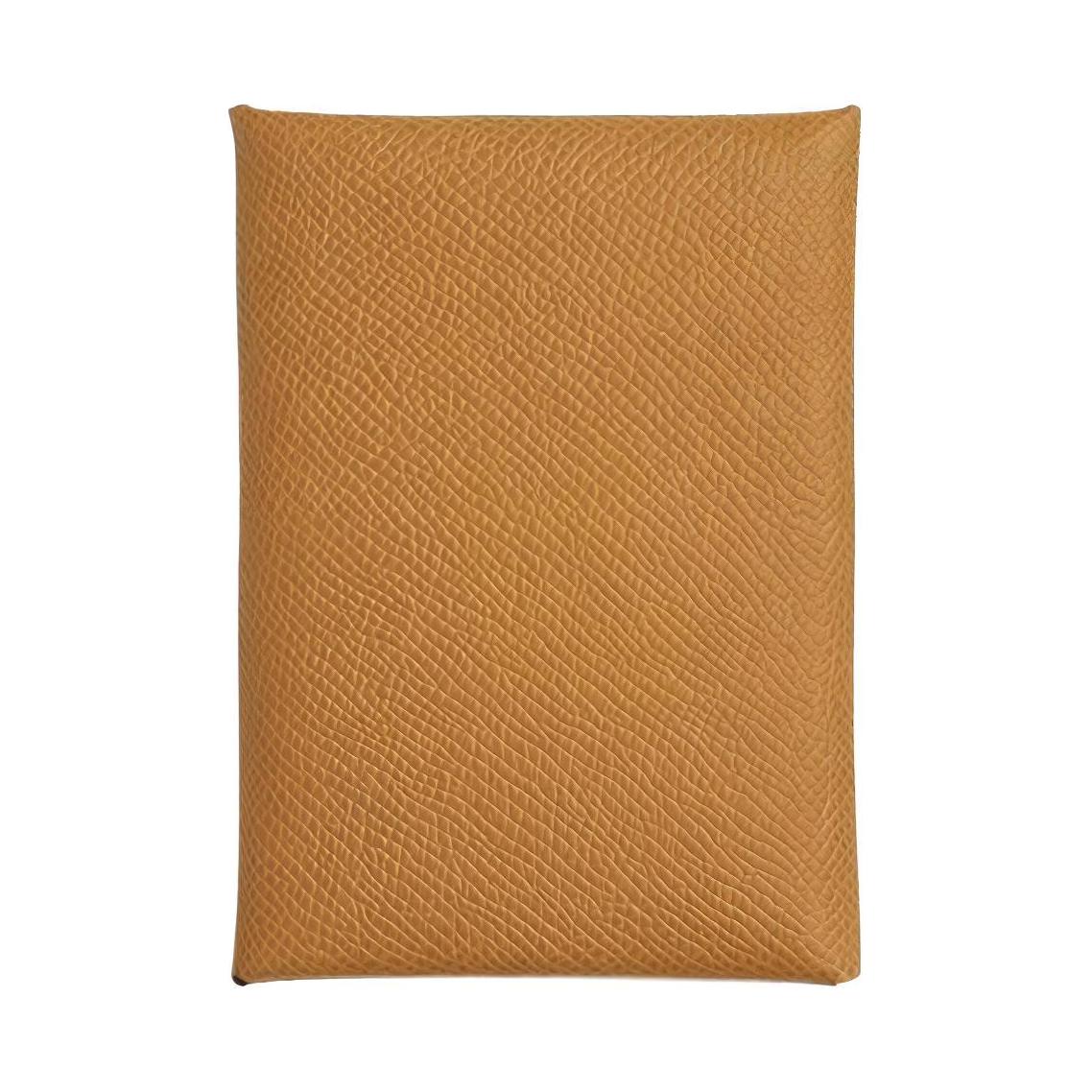 HERMES Calvi Duo Epsom Calfskin Card Holder Mini Women's 2S Sesame Sesame-Colored