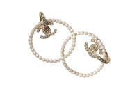 CHANEL Earrings Women's White/Gold