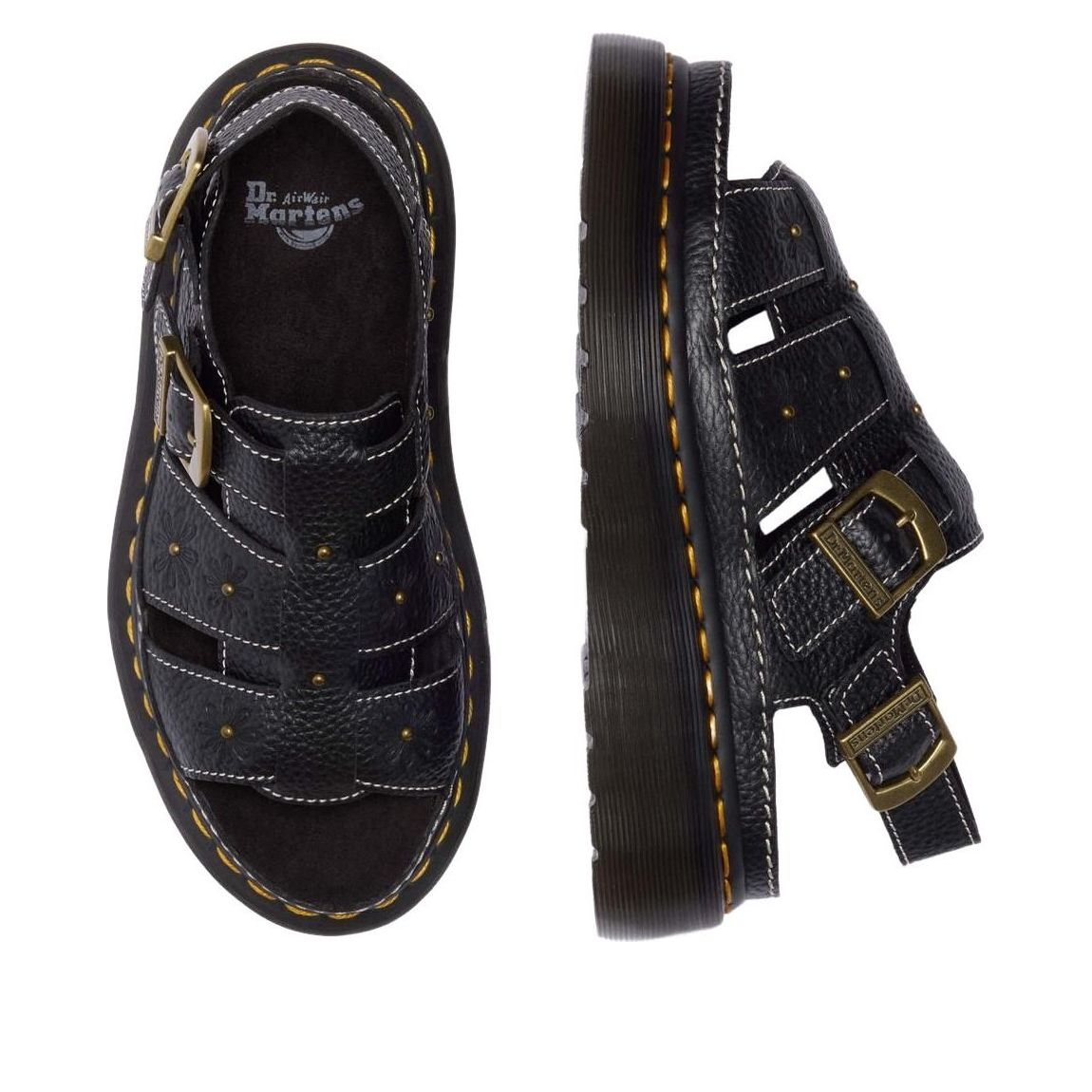 (WMNS) Dr. Martens Wrenlie Open Toe Nappa Leather Fisherman Platform Sandals 'Black' 42337001