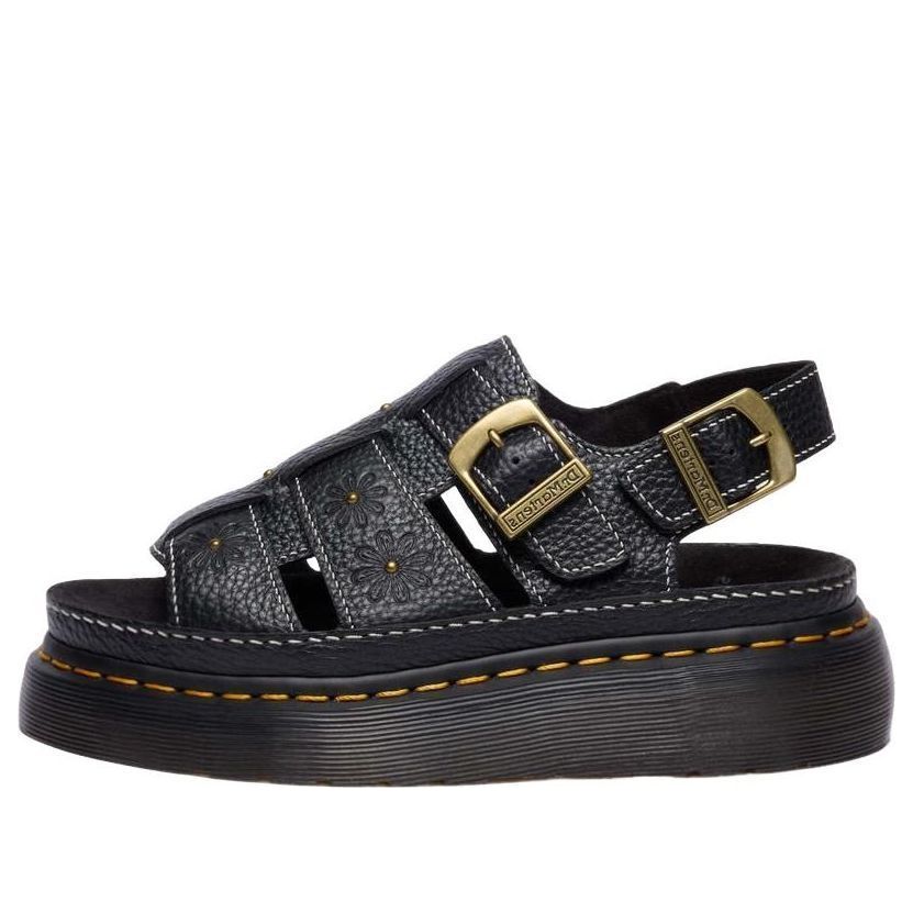 (WMNS) Dr. Martens Wrenlie Open Toe Nappa Leather Fisherman Platform Sandals 'Black' 42337001