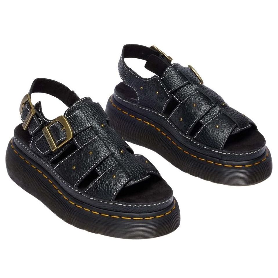(WMNS) Dr. Martens Wrenlie Open Toe Nappa Leather Fisherman Platform Sandals 'Black' 42337001