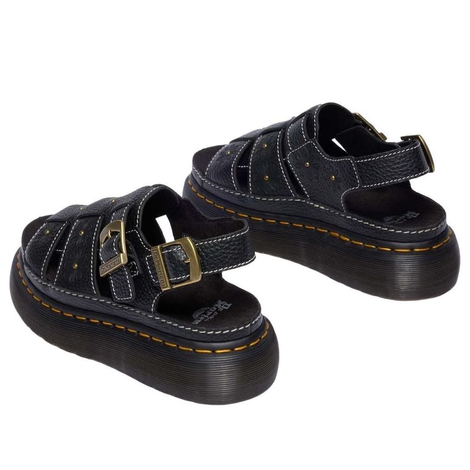 (WMNS) Dr. Martens Wrenlie Open Toe Nappa Leather Fisherman Platform Sandals 'Black' 42337001