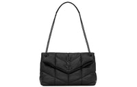 SAINT LAURENT LOULOU Sheepskin Chain Crossbody Bag, Shoulder Bag Women's Black