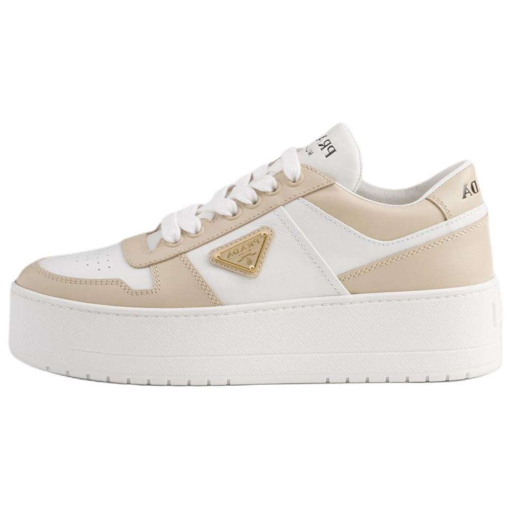 PRADA Downtown Bold Low Top Skateboard Shoes 5cm Women's Ecru