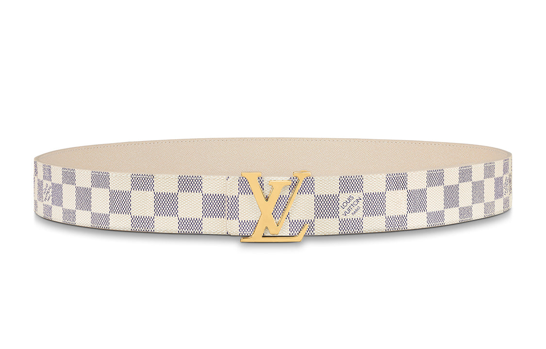 LOUIS VUITTON Initials Damier Azur Leather Belts Women's