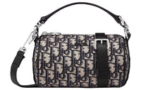 DIOR Embroidery Cylinder Bag Handbag Crossbody Bag Shoulder Bag Men's Black And Beige