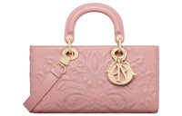 DIOR Lady D-JOY Lambskin Dior Bag Shoulder Bag Crossbody Bag Handbag Medium Size Women's Gray Pink