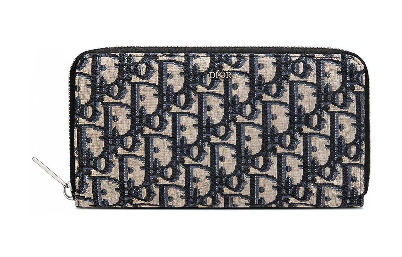 DIOR Cow Leather Wallet Clutch Unisex Black/Beige