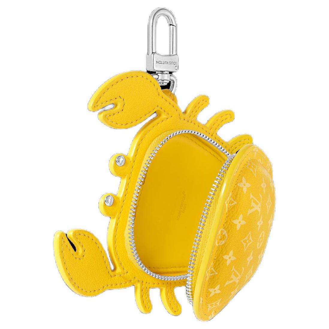 LOUIS VUITTON CHARMS Leather Paneled Canvas Bag Accessory Women's Yellow