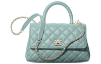 CHANEL 21K Winter Leather Flap Bag Crossbody Bag Handbag Women's Green