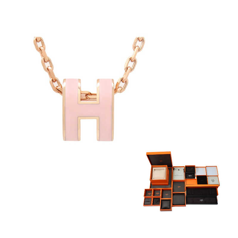 HERMES GP Lacquer Necklaces Women's Pink