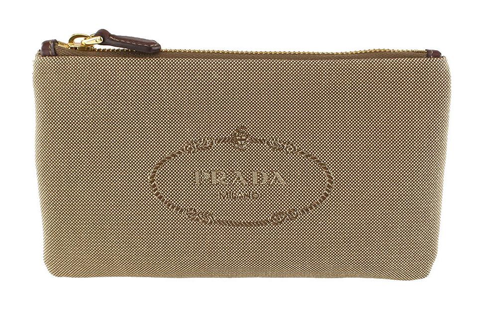 PRADA Canvas Canvas Bag Clutches Unisex Light Brown