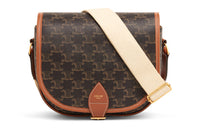 CELINE Triomphe Canvas And Calfskin FOLCO Bag, Messenger Bag, Shoulder Bag, Crossbody Bag Large Size Women's Tawny