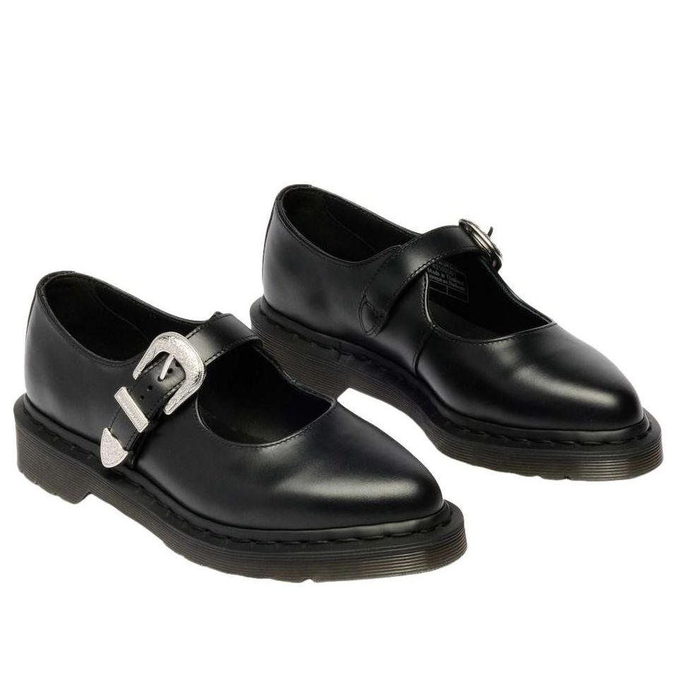 (WMNS) Dr. Martens Elphie Buckle Atlas Mary Jane Leather Shoes 'Black Atlas' 43102001