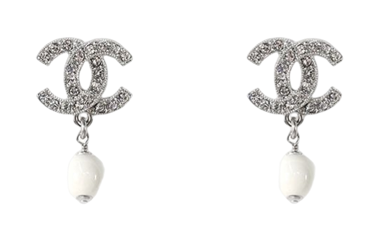 CHANEL Earrings Women's White/Silver