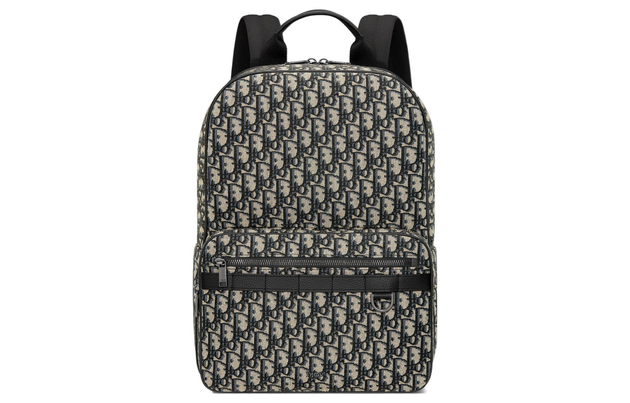 DIOR Leather Nylon Backpack Regular Men's Beige/Black