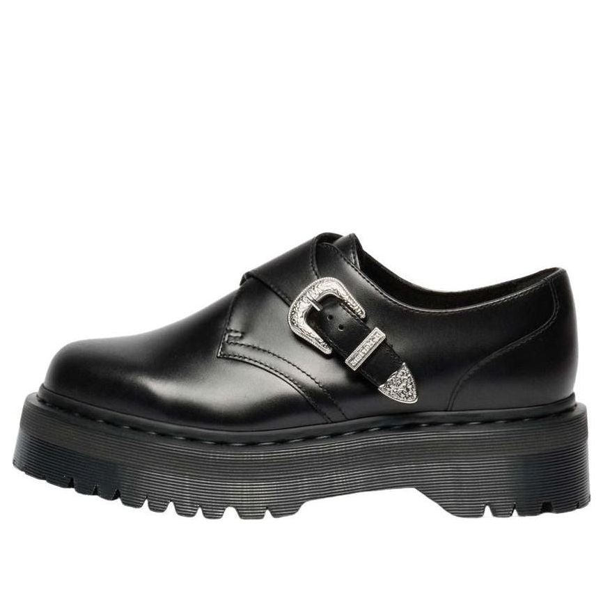 (WMNS) Dr. Martens Retro Monk Quad Tumble Leather Strap Shoes 'Black' 43377001