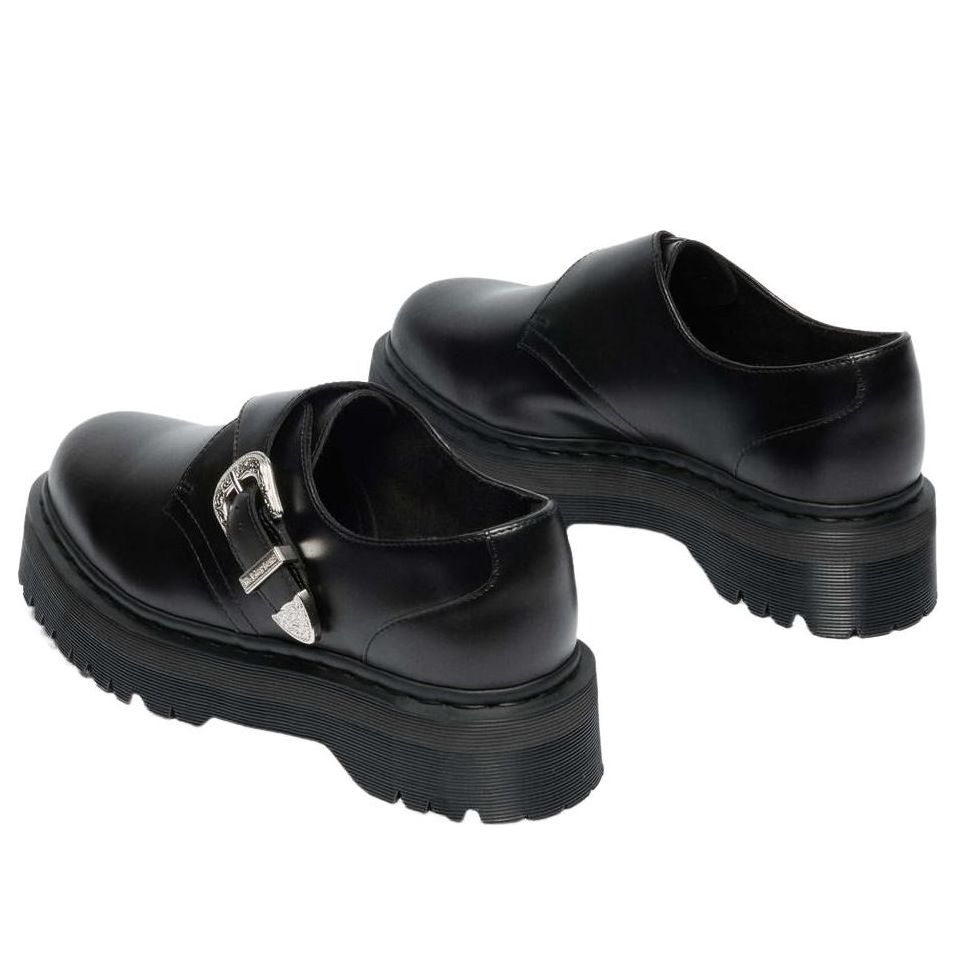 (WMNS) Dr. Martens Retro Monk Quad Tumble Leather Strap Shoes 'Black' 43377001