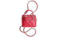 CHANEL Sheepskin Box Bag Handbag Shoulder Bag Crossbody Bag Women's Watermelon Red