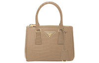 PRADA Galleria Killer Bag Crocodile Leather Shoulder Bag Crossbody Bag Handbag Mini Women's Carved Beige
