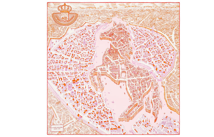 HERMES Silk Scarves Women's Pink Orange