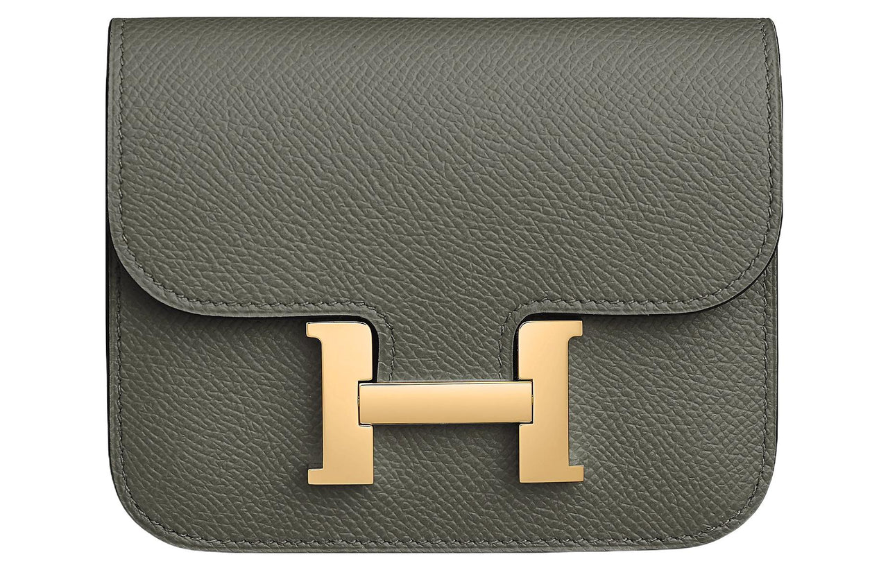 HERMES Constance Slim Epsom Calfskin Wallet, Card Holder, Fanny Pack Women's 0L Grismeyer Rain Cloud Gray