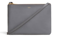 CELINE Trio Smooth Lambskin Crossbody Bag, Shoulder Bag Tubas Women's Gray