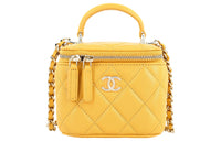 CHANEL Sheepskin Box Bag Handbag Shoulder Bag Crossbody Bag Women's Bright Yellow