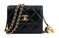 CHANEL Little Golden Ball Lambskin Flap Bag, Fanny Pack, Shoulder Bag Regular Women's Black