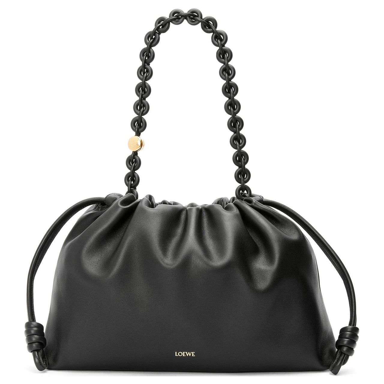LOEWE Flamenco Soft Nappa Sheep Leather Clutch Large Size Women's Black