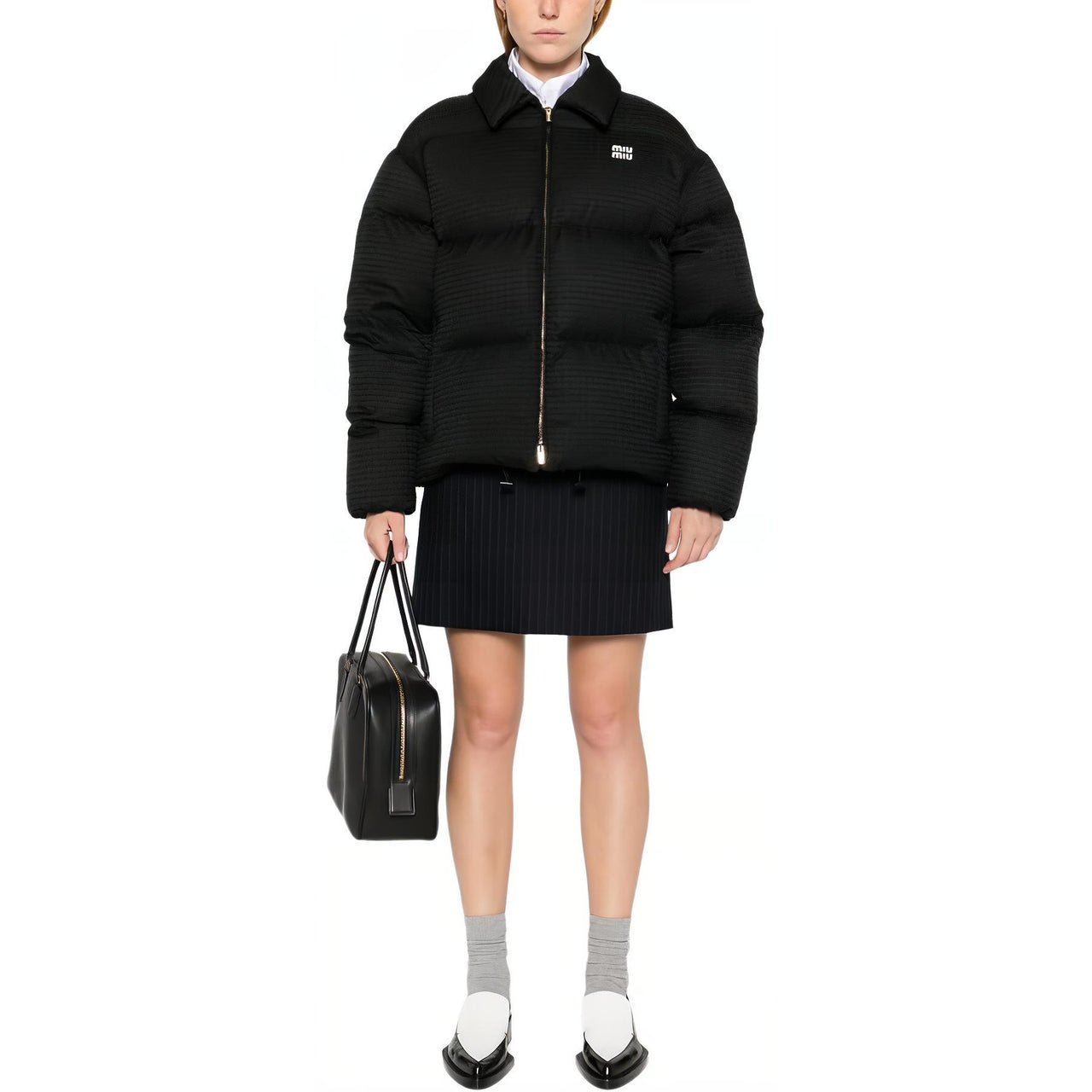 MIU MIU Collared Zip Up Puffer Jacket