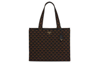PRADA Symbole Embroidered Fabric Tote Bag Shopping Bag Shoulder Bag Handbag Men's Black/Umber