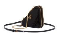 PRADA Leather One Shoulder Crossbody Clutches Mini Women's Black