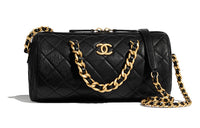 CHANEL Calfskin With Gold Metal Bowling Bag Shoulder Bag Women's Black
