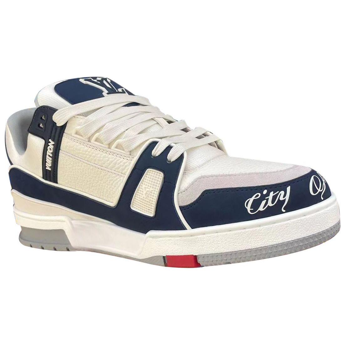 LOUIS VUITTON Paris Limited Olympics Limited Edition Low-Top Skateboard Shoes Unisex White Blue