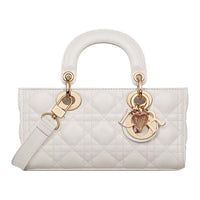 DIOR Lady D Joy Lambskin Shoulder Bag, Crossbody Bag, Handbag Trumpets Women's Pearl White