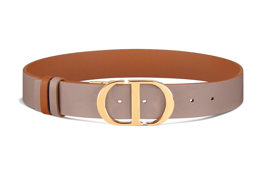 DIOR CD Letter Logo Smooth Buckle Leather Belts Women's Brown Width: 3.5cm
