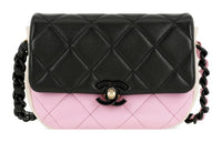CHANEL Shiny Lambskin Flap Bag Shoulder Bag Crossbody Bag Mini Women's Black/Pink/Beige