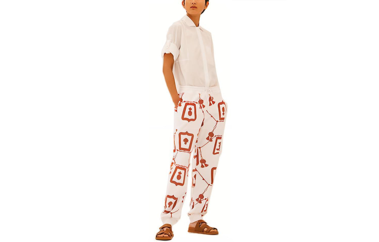 HERMES Knitted Sweatpants Women's Chestnut Brown