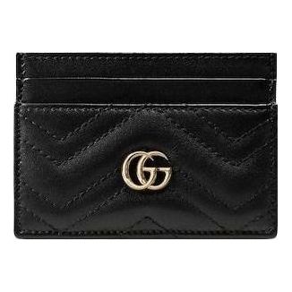 (WMNS) Gucci 26 GG Marmont Card Holder Wallet 'Black' 443127-AAET8-1000