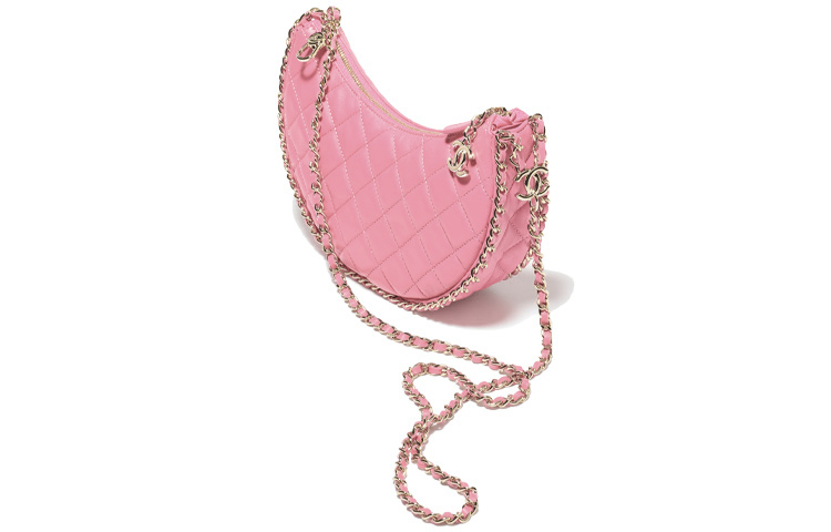 CHANEL Lambskin Moon Bag Moon Shape Bag Dumpling Bag Hobo Bag Crossbody Bag Shoulder Bag Women's Pink