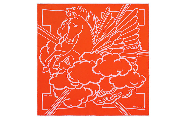 HERMES Silk Scarves Women's Vermilion/Pink